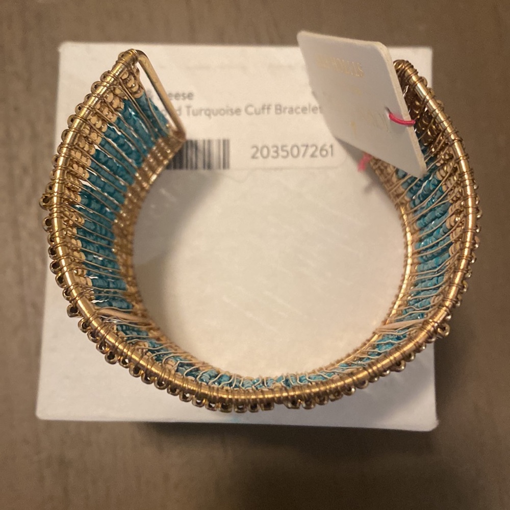 Towne & Reese Maxie Beaded Turquoise Cuff Bracelet- Brand New - Picture 6 of 7